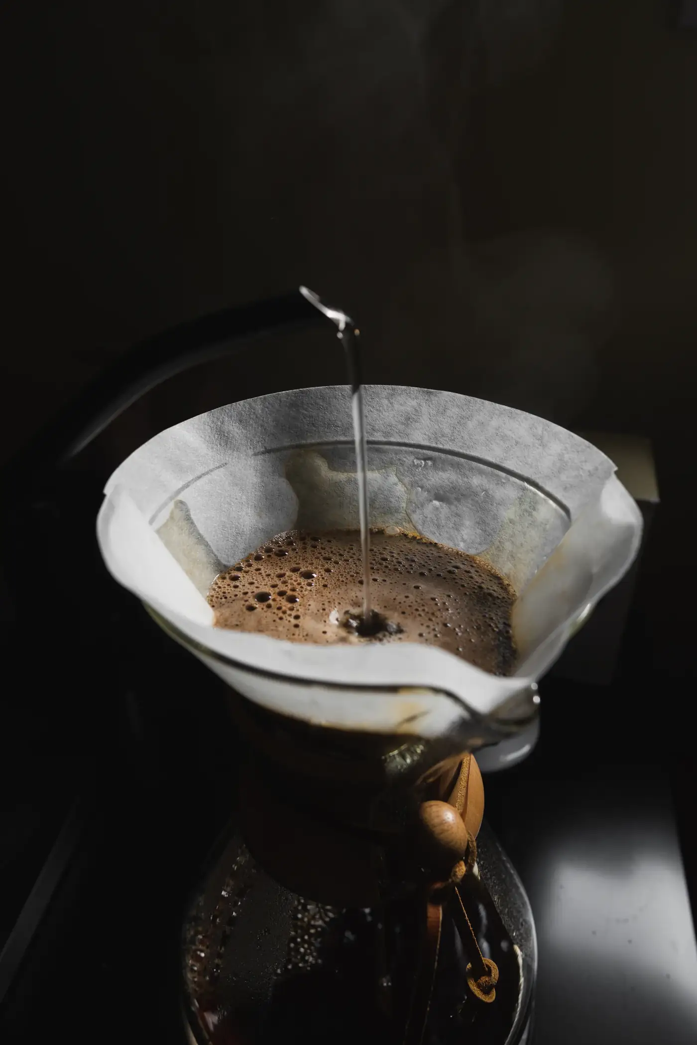 Pour over filter dripping